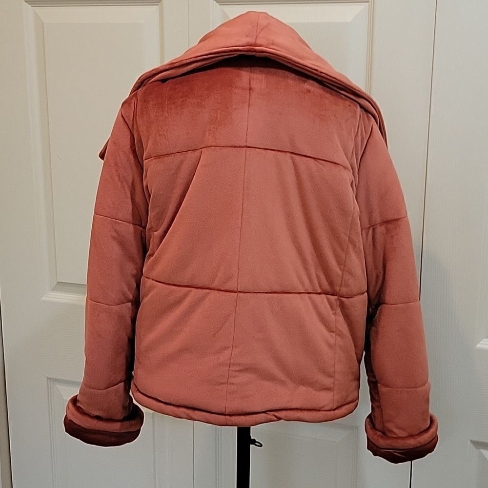 HYFVE Rust Velvet Puffy Moto Jacket Size Small - Picture 5 of 9